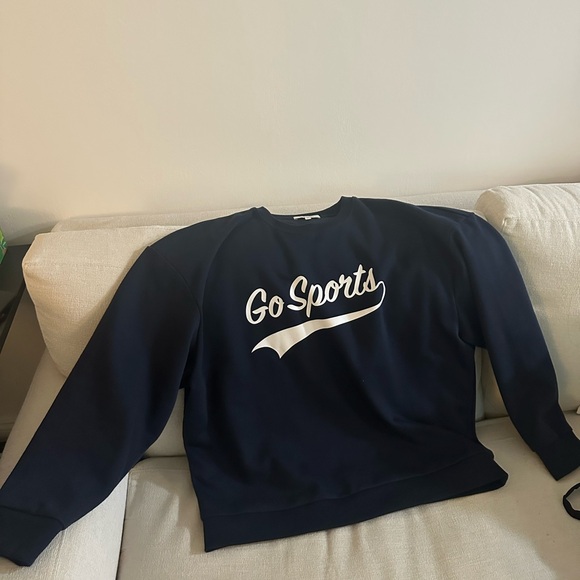 Favorite Daughter Go Sports Navy Blue Sweater size XL - Picture 2 of 3